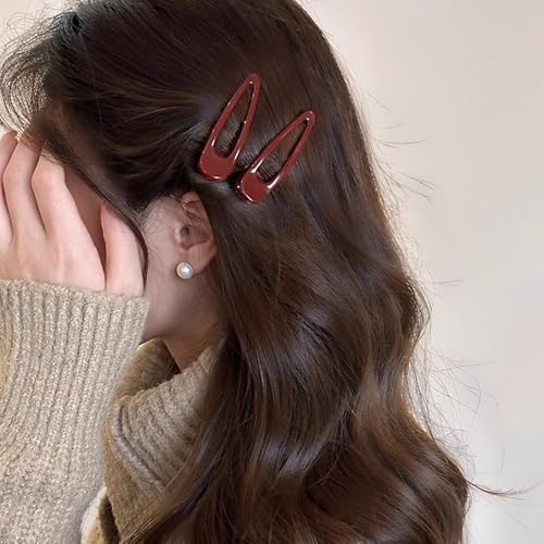 4Pcs Pinzas de Pelo Rectangulares Huecas Burdeos para Mujer, Clips de Pelo Decorativos, Pinzas de Pelo de Metal Antideslizantes, Clips de Moda para Peinados, Barretes Estéticos para Flequillo Lateral miniatura 3