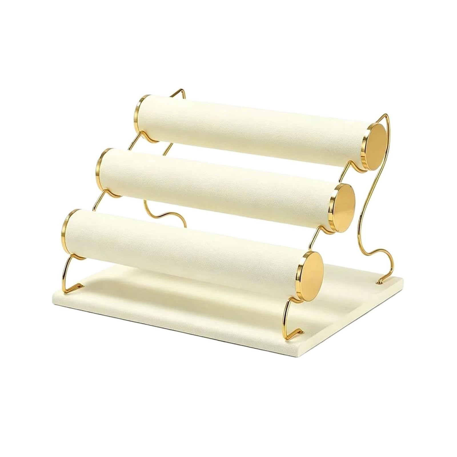WANGHAI-666 Jewelry Rack 3-Tier Bracelet Holder Metal Frame and Microfiber for Bangles Watches