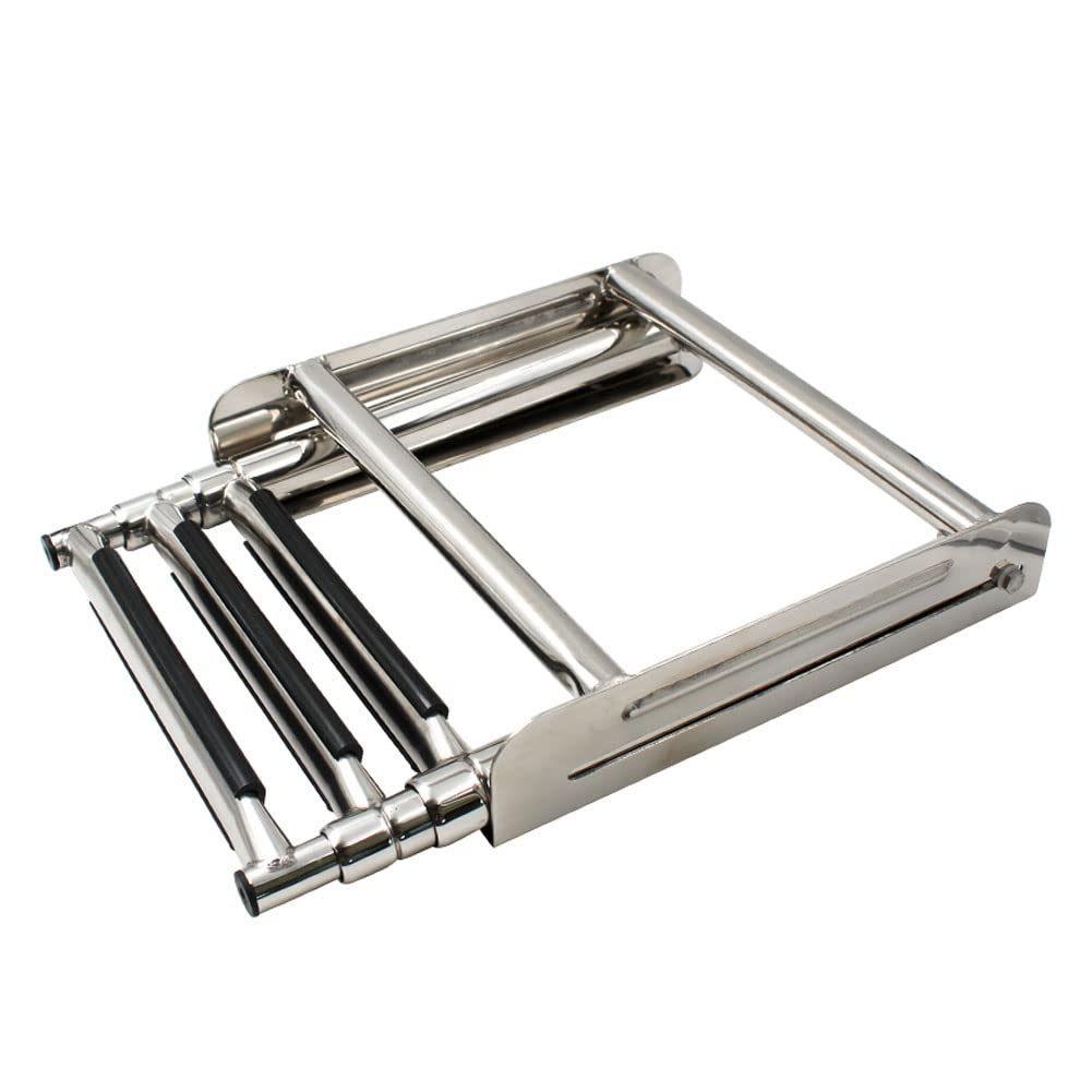 Échelle De Bateau Pliante, Échelle De Pont Marine Télescopique À 3 Marches pour Plate-Forme De Bain en Acier Inoxydable avec Extension De Corde Fixe Échelle Sponton