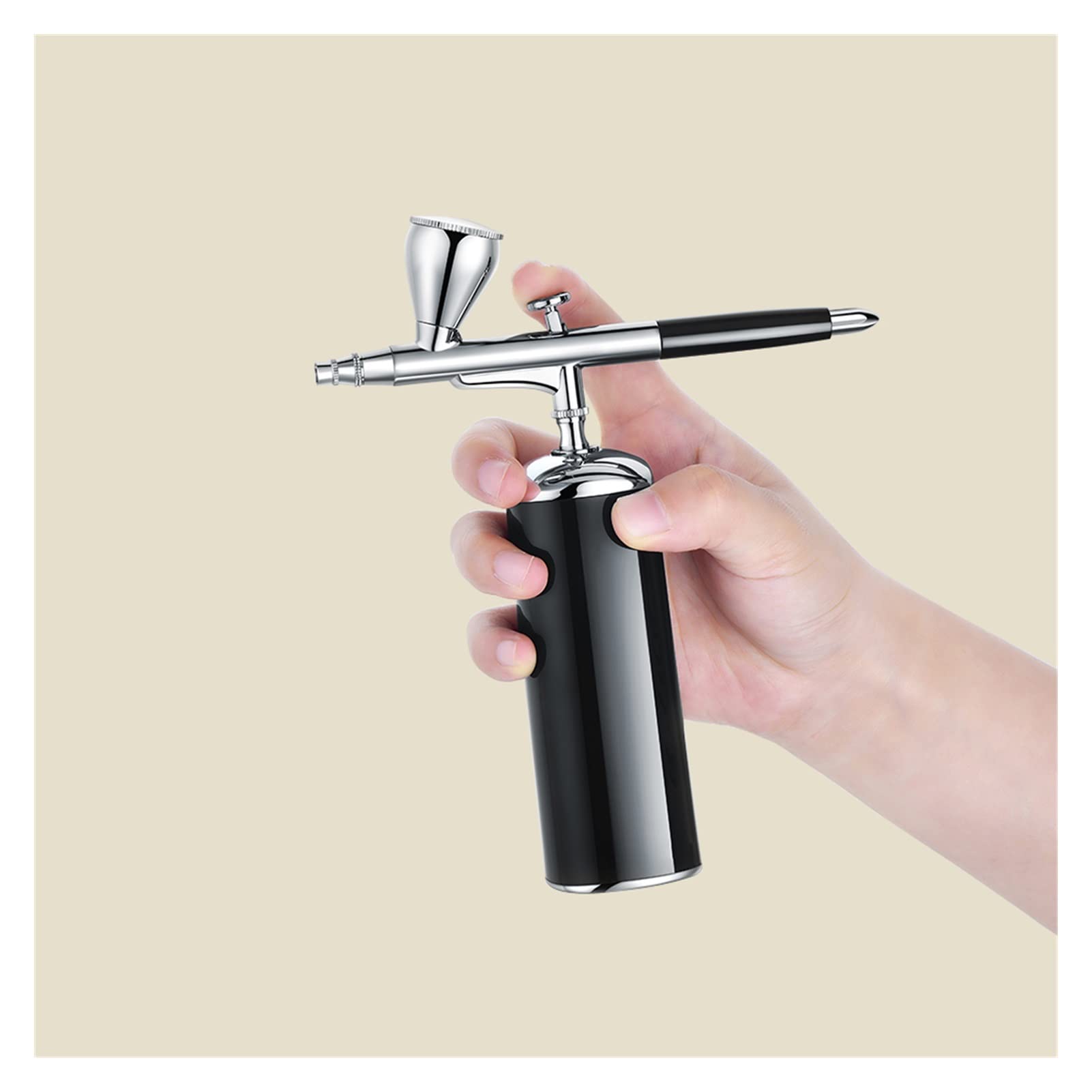 Rozpylacz farby, Ulepszony auto Mini Airbrush Zestaw z sprężarką i dysze 0,3 mm Przenośny Handheld Dual-Action Cordless Paint Pędzel pistoletu(Part C black)
