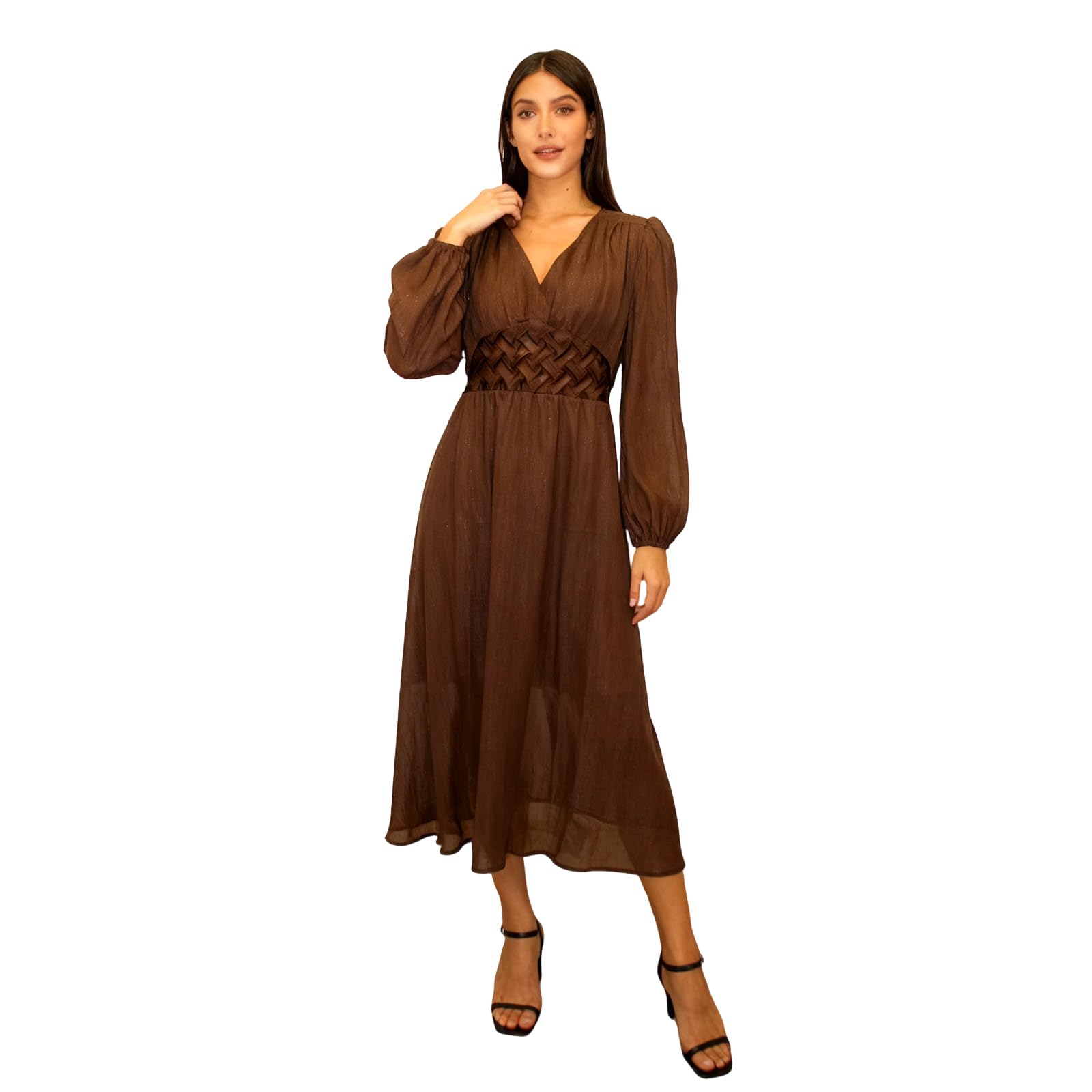 Kleid Damen Lang Chiffon Abendkleider Elegant Für Hochzeit Kleider Festlich Langarm Cocktailkleid Hochzeitsgast Partykleid Frauen Hohe Taille A Linie Frühlingskleid Puffärmel Damenkleider