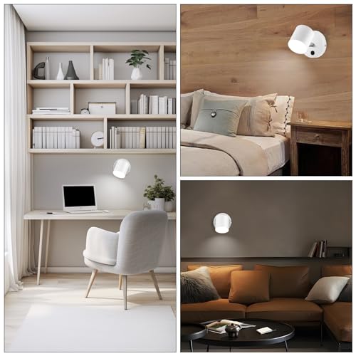 Image of Kawell Indoor LED Wall Light with Switch Modern LED Wall Sconce Rotatable Hardwired LED Wall Lamp Nordic Style for Bedside Study Child Room, White(6000K), 33-AU367-WT-CW(US)