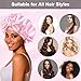 2Pcs Satin Silk Hair Bonnet for Sleeping Women,Large Bonnets with Elastic Wide Tie Band Silk Sleep Cap,Hair Wrap Night Cap with Adjustable Straps for Black Women Curly Hairs Jumbo Bonnet Braid - Pink