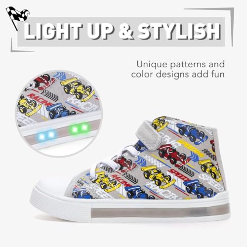 Boys Girls Light up Sneakers Kids High Top Flashing Canvas Shoes Toddler Casual Easy Fasten Walking Sneaker2