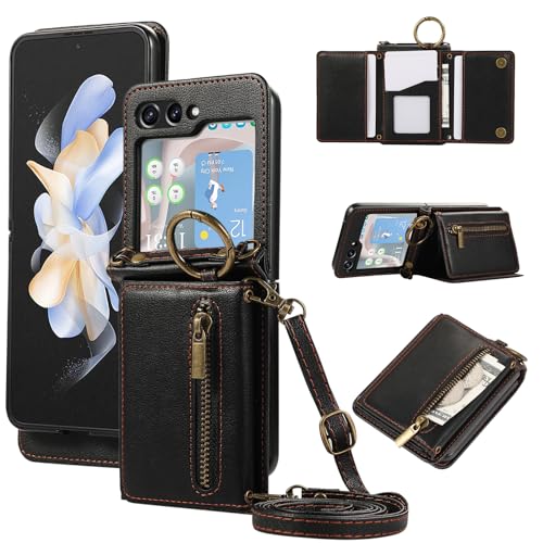 Coque Galaxy Z Flip 6 Asuwish ZHKLLB US Noir antichoc avec bords surélevés