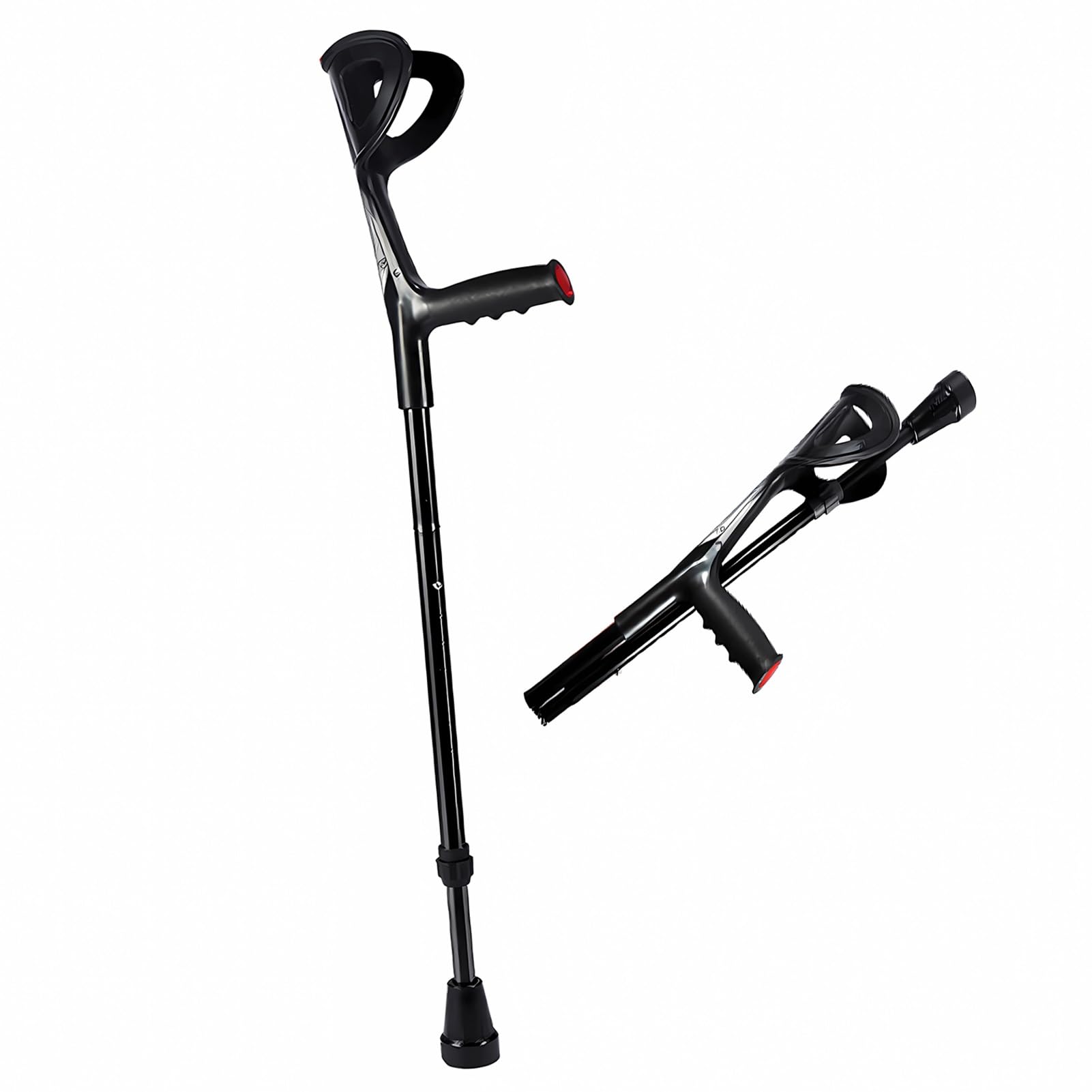Muletas de antebrazo Plegables para Viajar o Trabajar, muletas de antebrazo para Adultos, Ayuda para Caminar de Aluminio Liviana y Ajustable en Altura (Color: 2 Piezas Negras)