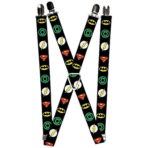Buckle Down Adulto, unisex Suspenders - Justice League Superhero Logos Tirantes - Multi - Cover