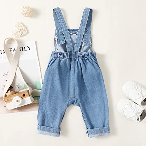 Purskyy BCBL-90-0176 Baby Girls Overalls Jumpsuit Baby Denim Romper Outfits Infant Girls Jeans Jumper Bodysuit Newborn Jeans Overalls Baby Girls Bell Bottoms Playsuit thumb #2
