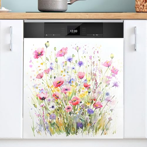 Wild Flowers Dishwasher Magnet Cover Magnet Sticker for Kitchen 23x26in Dish Washer Magnet Cover Refrigerator Magnets Panel Decal Pad