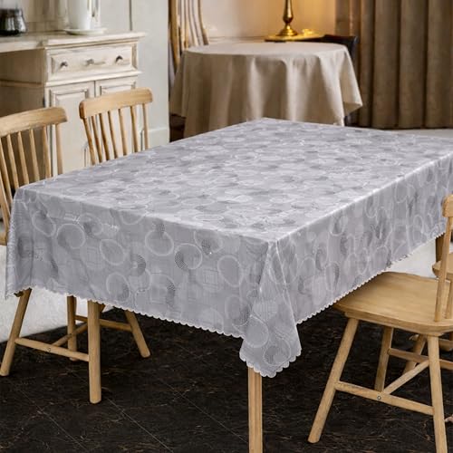 Image of Dakshya Industries PVC Waterproof Dining Table Cover 54x78 Inch for 6 Seater | Floral Printed Washable Oilproof Dustproof Table Cloth for Home Kitchen Dining Table (Opulent Nest)
