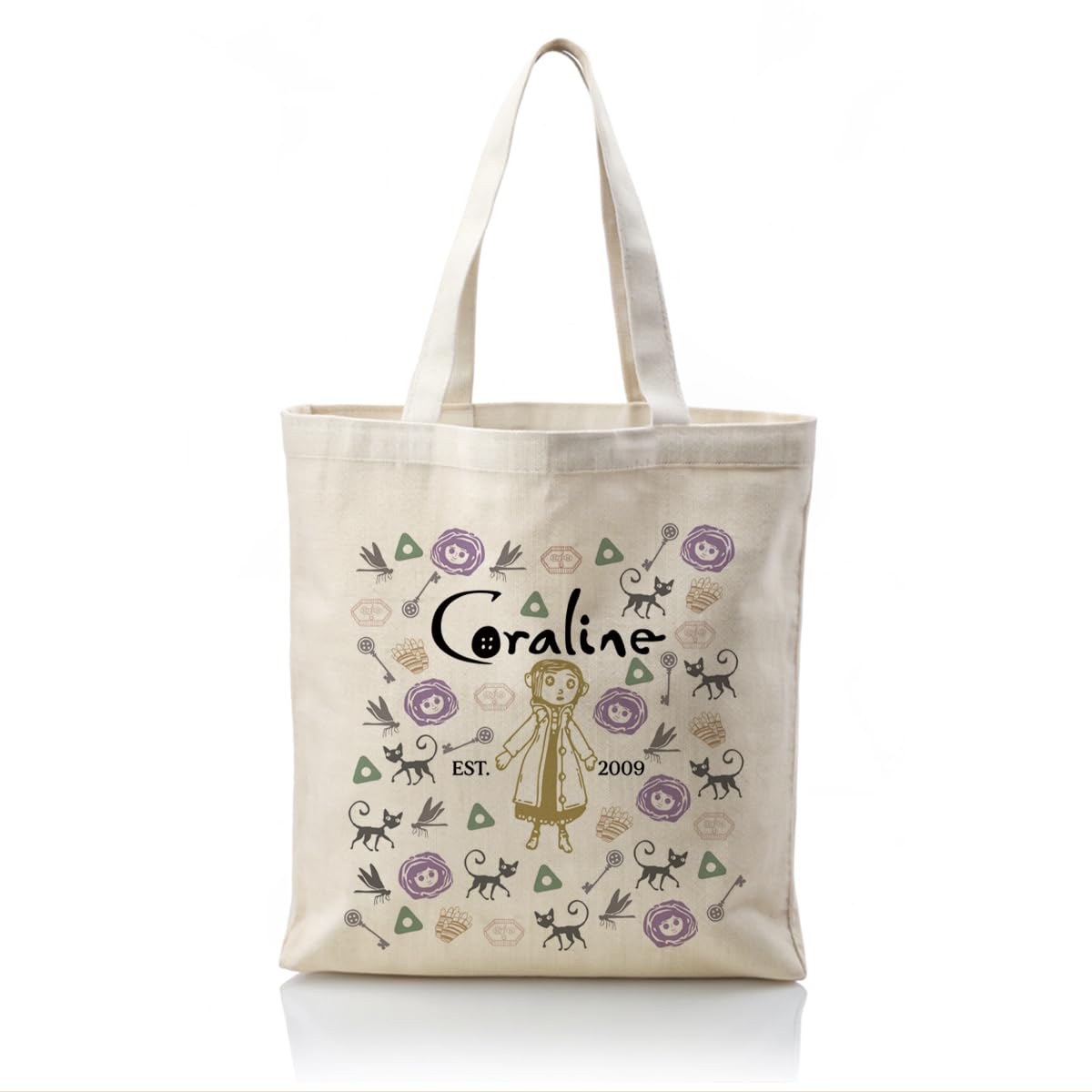 Canvas Tote Bag Aesthetic for Women,Reusable Canvas Cute Shoulder Bag for Grocery, Shopping, Beach & Daily Use
