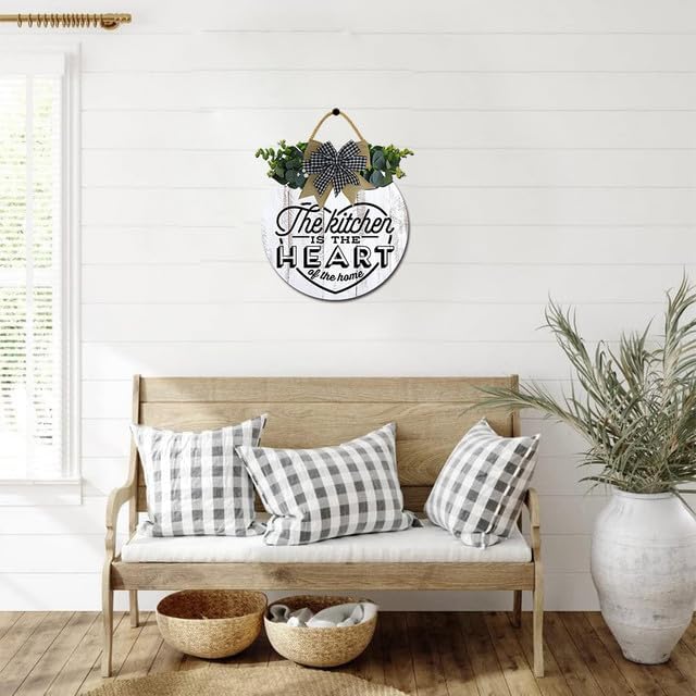 Miniatura 2 de Letrero con texto en inglés "The Kitchen is The Heart of the Home", decoración de pared de cocina de granja, decoración de pared de cocina, redondo,