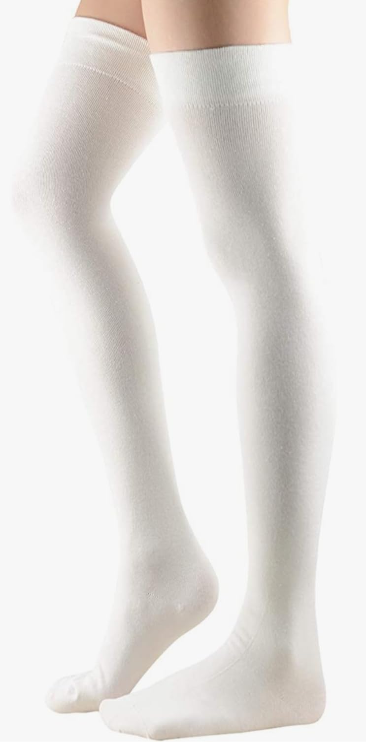 MUKHAKSH (Pack of 1 Pair = 2 Stockings Girls Cotton Lycra White Stocking Thigh High White Socks - Image 3 thumbnail