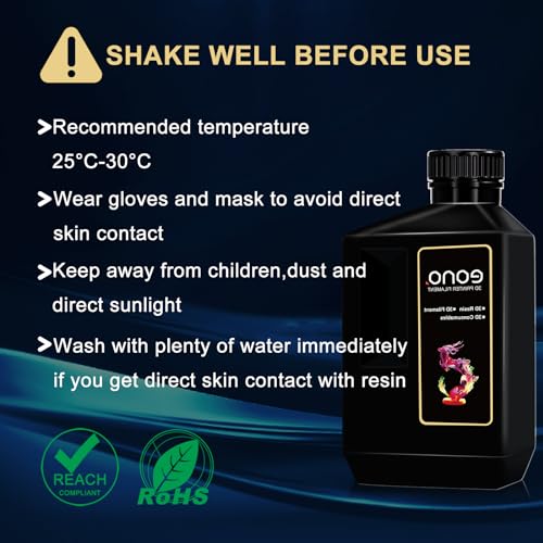 Resina Flexible para Impresora 3D - Alta Elongación, Resina UV Rápida 405 nm, Negro 1000 g - Fernando Cortés
