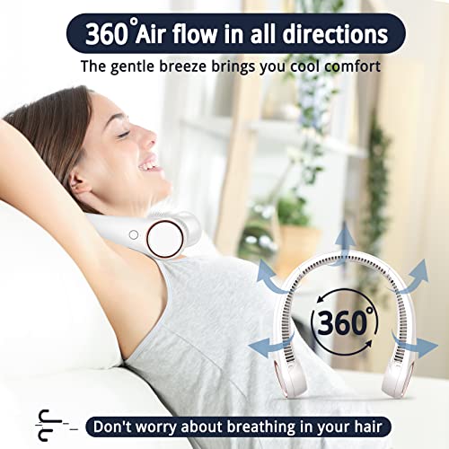 Image of FrSara Portable Leafless Neck Fan, 4000mAh, USB Charging, 360 Surrounding Air Outlet, Three-speed Adjustable, Quiet, 3 Seconds Rapid Cooling, Good Helper in Summer