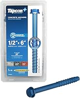 Vista 11 de Tapcon + Anclajes de hormigón de cabeza hexagonal de 3/8 x 2-1/4 pulgadas, 10 unidades, revestimiento climático azul resistente a la corrosión, uso