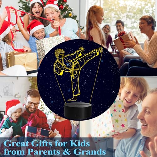 Colortown Karate Night Light, Karate Gifts, Taekwondo 3D Illusion Lamp with Remote Control, 16 RGB Colors, 4 Flashing Modes, Timer, Dimmable, Kids Room Decor by Colortown - Used condition - Image 5