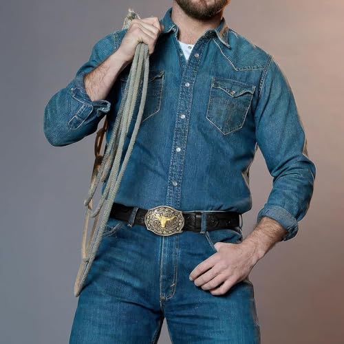 Mens Western Cowboy Belt, Genuine Leather belts, Cowgirl Belt, Floral Engraved Buckle Belt for Jeans2