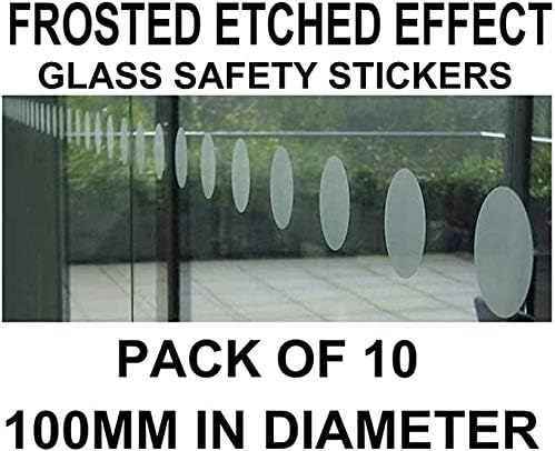 Circular Frosted Etched Effect Vinyl Safety Stickers Circles Window Glass Shop Business Pack of 10 (100mm in Diameter)