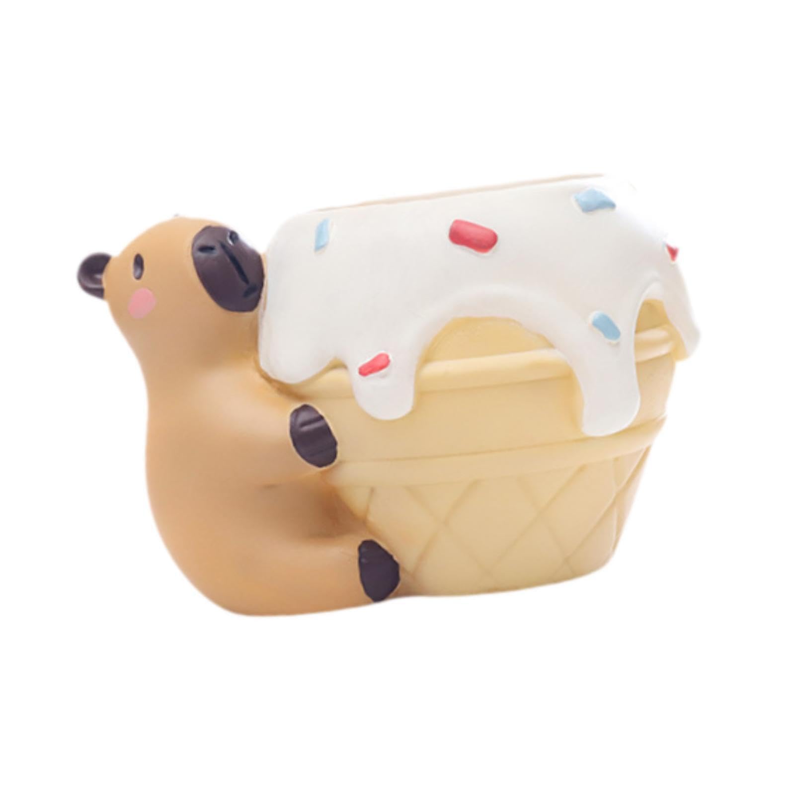 AMSLSIU Animal Flowerpot With Drainage Hole Small Flower Pot, Eat Ice Cream