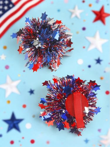Pinzas para cabello patrióticas 4th of July Pom Pom miniatura 7