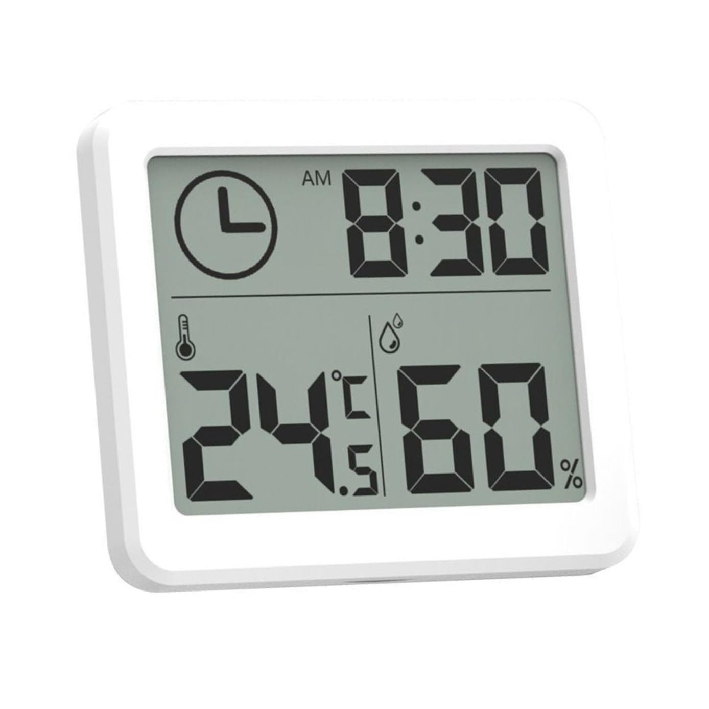 Hygromètre D'intérieur avec Horloge Numérique, Thermomètre Domestique Abs Blanc, Enregistre Température et Humidité, pour Chambre Bébé et Maison