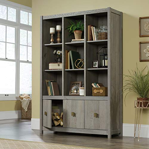 Sauder Cannery Bridge Storage Wall, L: 48.35" X W: 15.67" X H: 71.97", Mystic Oak #TOP7