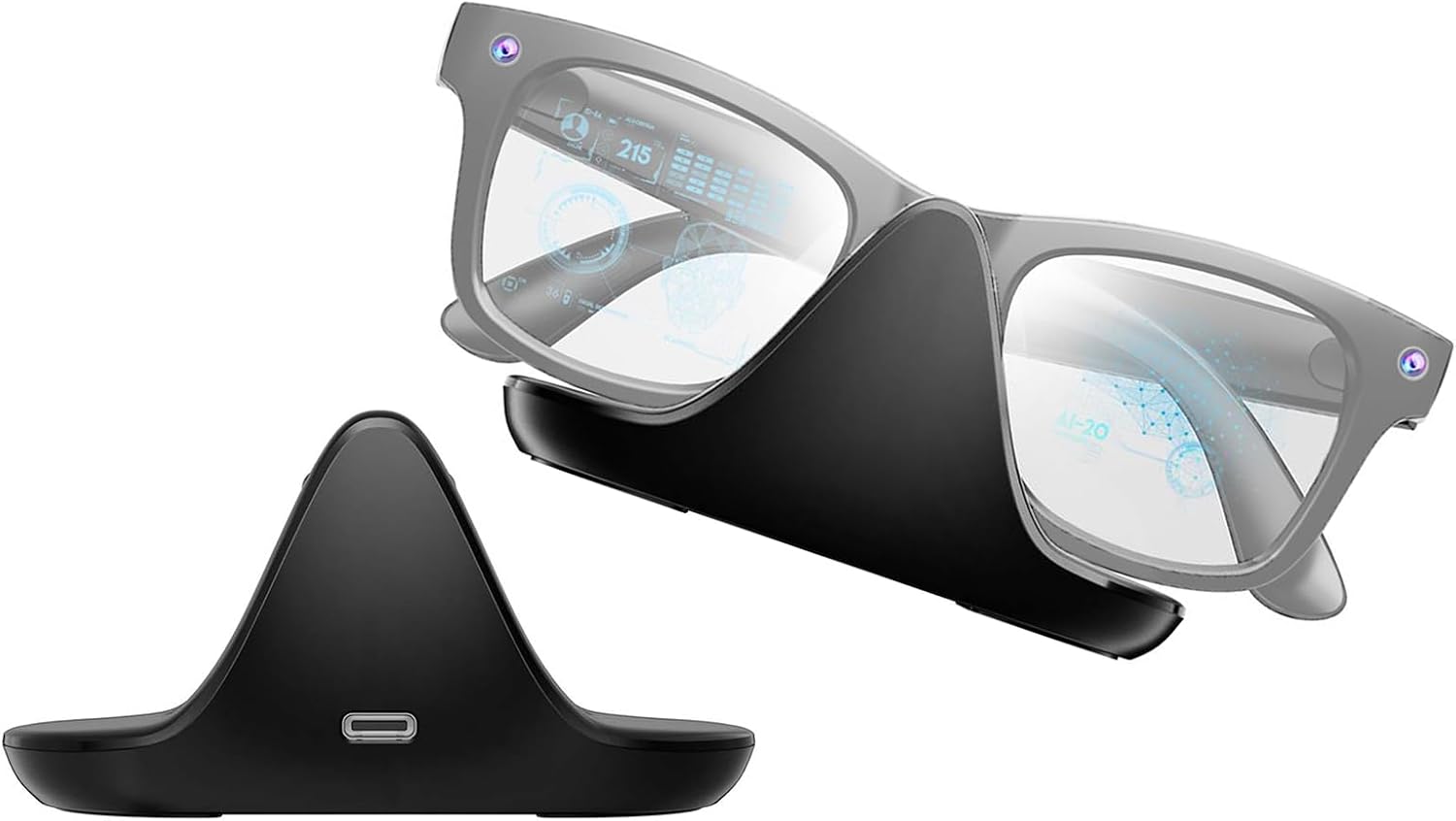 Charging Dock Compatible with META Ray-Ban Smart Glasses, Potable Travel Charging Station Stand with Adapter