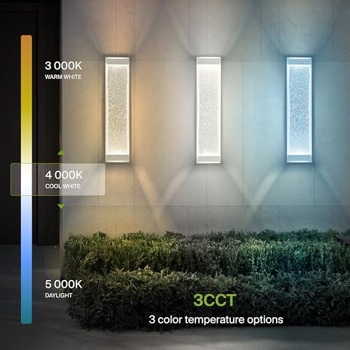 Image of ASD LED 24 inch Bubble Glass Wall Light Fixture, Outdoor & Indoor Seeded Sconce | 3CCT, Waterproof, Dimmable, Up-Down Glow, ETL Listed | 22W 530LM 3000-5000K 100-277V | Porch Lighting | White, 4 Pack