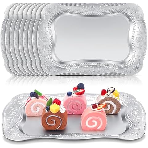 Layhit 10 Pcs Silver Serving Trays Set Cover