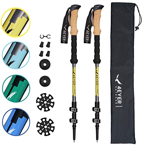4EVER Outdoor Trekking Poles - Best Collapsible Ultralight Aluminum 7075 Hiking Sticks Walking