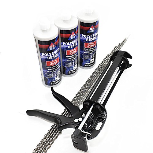Helical Bar Crack Stitch Repair Kit- 3 x 410ml Polyester Resin & 5 x 1 Metre Bars