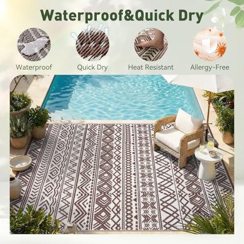 5' x 8' MontVoo Reversible Waterproof Foldable Plastic Straw Outdoor/Camping Rug (Beige Brown, Black Brown or Blue) - image 4