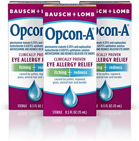 Allergy Eye Drops by Bausch & Lomb, for Itch & Redness Relief, 15 mL (Pack of 3)