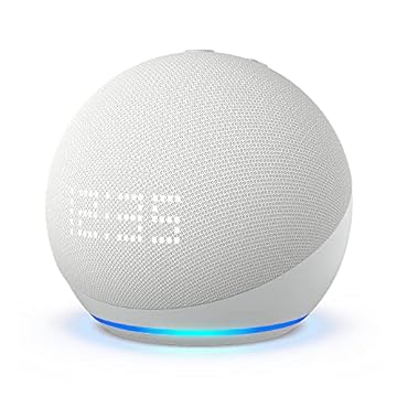 Echo Dot 5ª geração com Relógio | Smart speaker com Alexa | Display de LED ainda melhor | Cor Branca