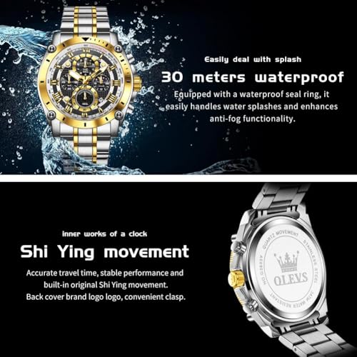 Image of OLEVS Watches for Men Automatic Self Winding Luxury Dress Big Face Tourbillon Skeleton Wrist Watches