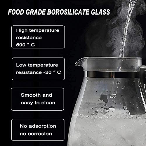 1L Wasserkocher aus Glas, Öko-Wasserkocher, Bpa-freier kabelloser Wasserkocher mit Edelstahl-Innendeckel und -Boden… – Bild 3