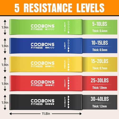 Resistance Bands for Working Out, Exercise Bands Resistance Bands Set with 5 Resistance Levels, Latex Loop Bands for Women Men, Workout Bands for Legs, Glutes, Strength Training, Yoga, Home Gym