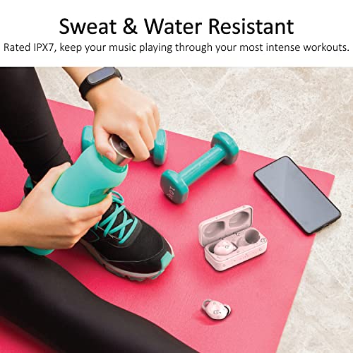 Iluv Mybuds Fit Sports Wireless Earbuds, Secure Earhooks, Bluetooth, Microphone, Ipx7 Waterproof Protection, Compatible With Apple & Android, Includes Charging Case And 4 Ear Tips, Ts100 Pink #TOP2