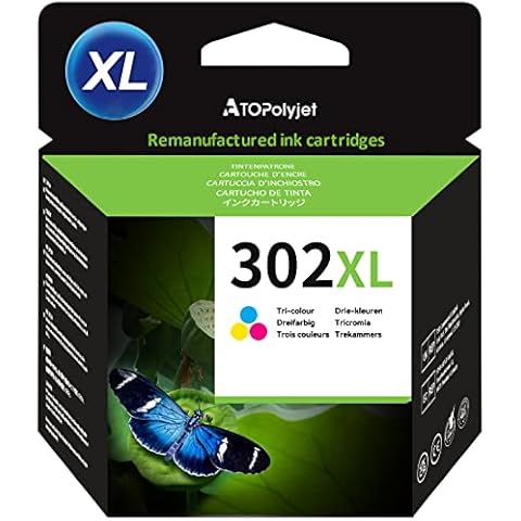 ATOPolyjet 302 Ink Cartridges for HP 302XL Colour for HP Envy 4527 4520 4524 4523 OfficeJet 4650 3832 3831 3835 3830 5230 DeskJet 3630 3637 2130 3634 3636 3632 2132 Printer (Tri-Colour, Single Pack) Cover