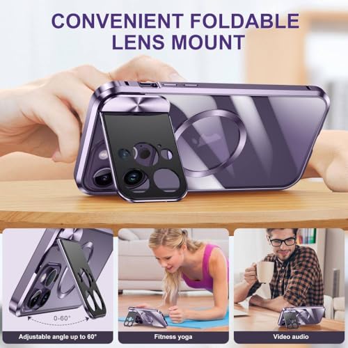Étui magnétique iPhone 13 Pro Max ENILSA avec support invisible et protection objectif bleu