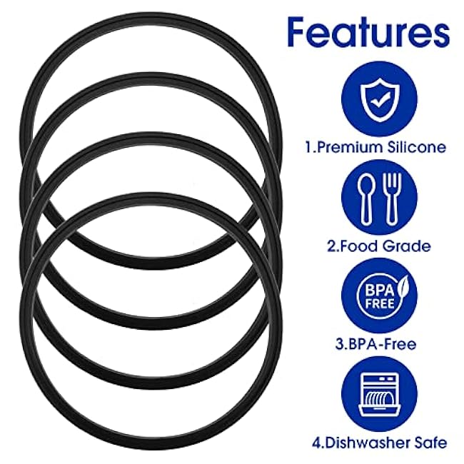 4PCS Replacement Rubber Lid Seals for 16oz & 20oz Contigo Snapseal Byron Travel Mug O Shaped Resealable Lid Gasket Replacement Soft Part Compatible with Contigo Coffee Travel Tumbler (Black)
