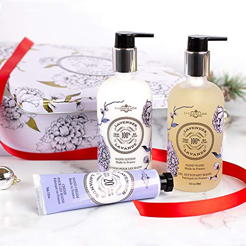 La Chatelaine Hand Care Gift Set | Hand Wash & Hand Lotion 8 Oz. In Frosted Glass Bottles, Hand Cream 2.3 Oz. | Made In France | Graduation Present | Teacher Gift (Lavender) #TOP1