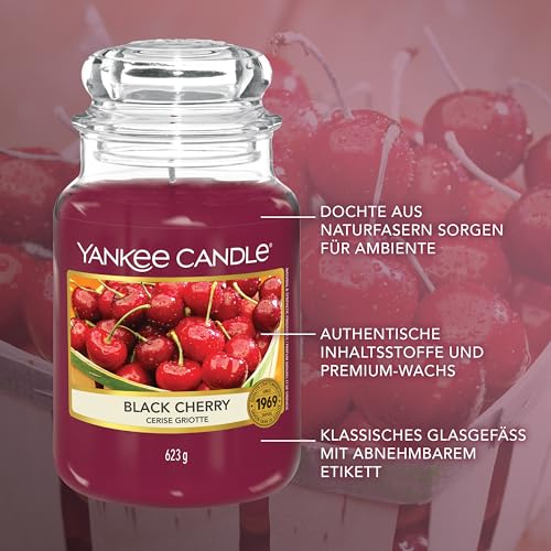 Yankee Candle Duftkerze im Glas (groß) | Black Cherry | Kerze mit langer Brenndauer bis zu 150 Stunden | Perfekte Geschenke für Frauen – Bild 4