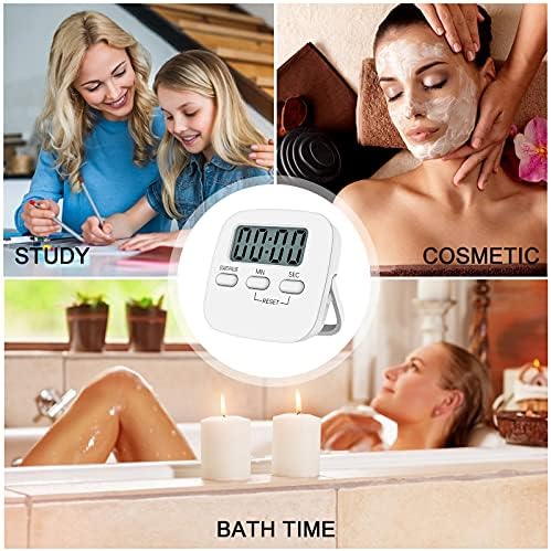 Kitchen Timer with Large LCD Display Digital Kitchen Timer Cooking Magnetic Stopwatch Timer with Loud Alarm Clock Timer (White)