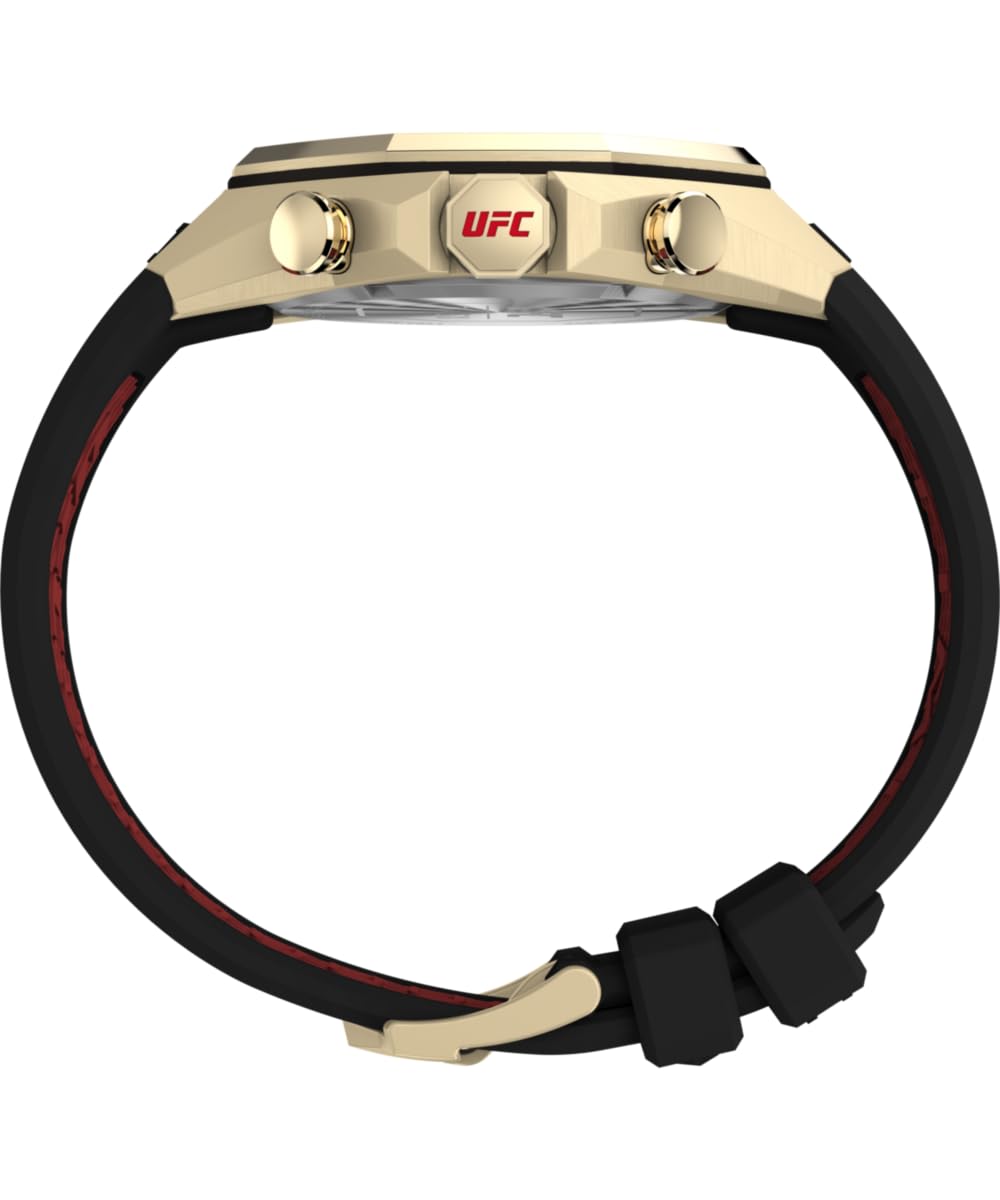 Timex Reloj Hombre UFC Pro Men's Silicone Caja de Acero Dorado Movimiento de Cuarzo Esfera Negro Correa Silicona Negro con Cierre Hebilla Normal 10 ATM