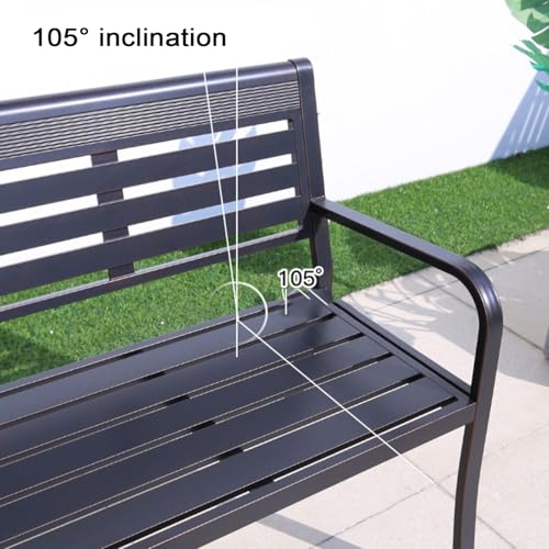 Banco de jardín de metal inoxidable resistente para patio exterior 3