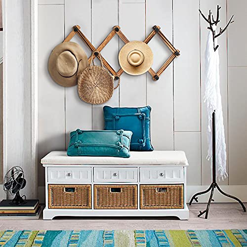 Wgfkvas 2 Pack Expandable Coat Rack, Accordion Wall Hangers, Wooden Hat Rack Wall Mounted, Hat Hooks For Keys, Hat, Coffee Mug, Coats, 10 Peg Hooks #TOP3