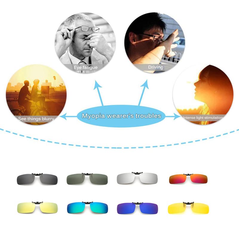 SEIWEI Detachable Night Lens Driving Polarized Unisex Clip on Flip up Sunglasses over Prescription and Reading Glasses Frames3