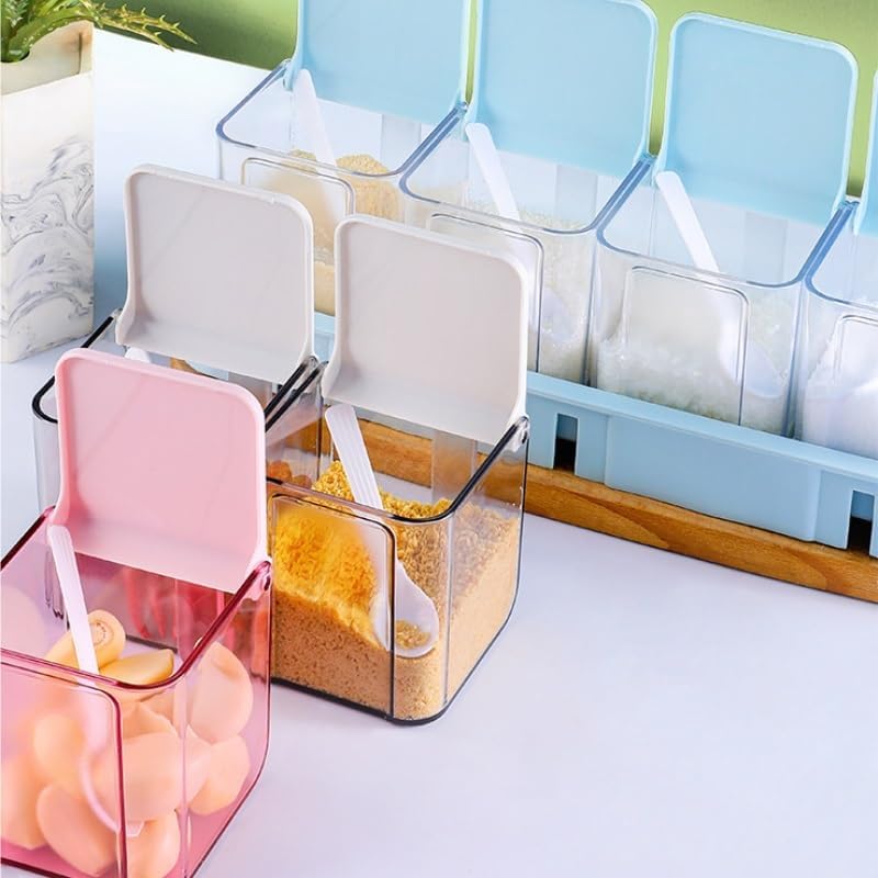 Wall Mounted Square Flavoring Container Kitchen Set of Seasoning Boxes